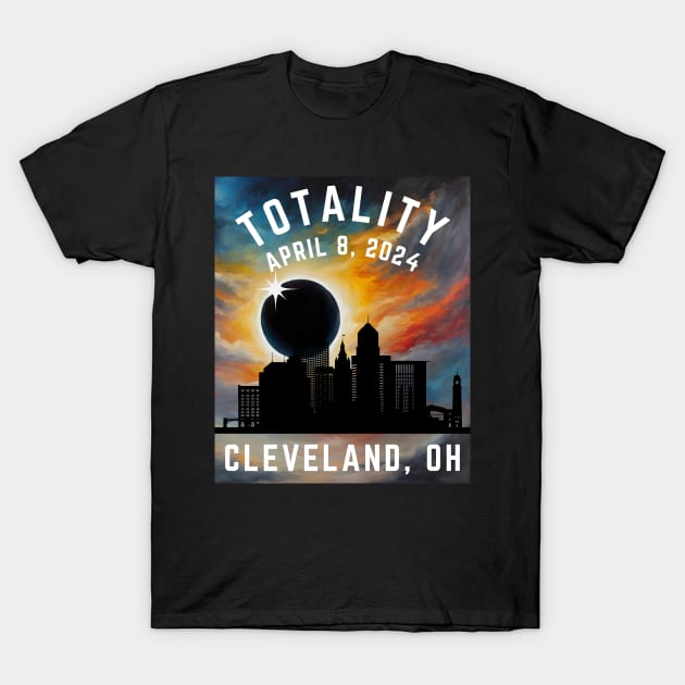 Eclipse April 8 2024 Cleveland Ohio T-Shirt by Little Duck Designs